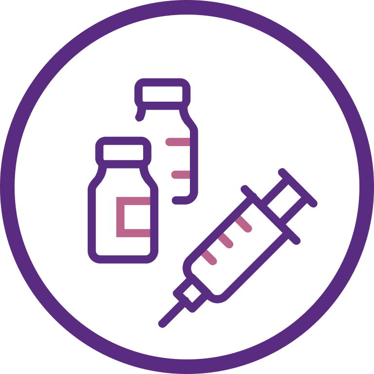 Two vials and needle icon